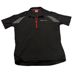 Endura Xtract II Cycling Jersey Short Sleeve Black Red Zip Pocket Men's XL